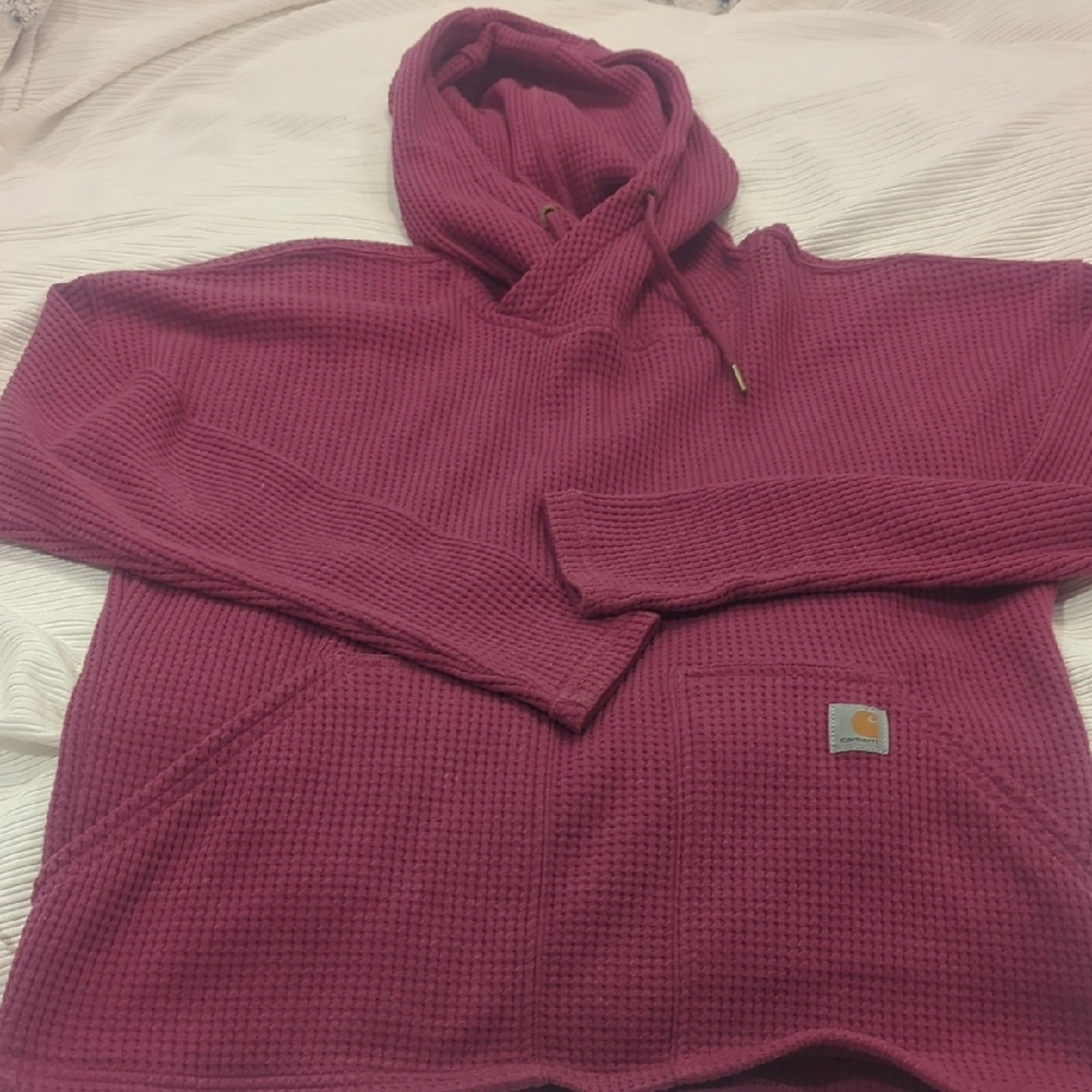 Carhartt Women's en's Waffle Knit Hoodie Mauve Rosey Pink